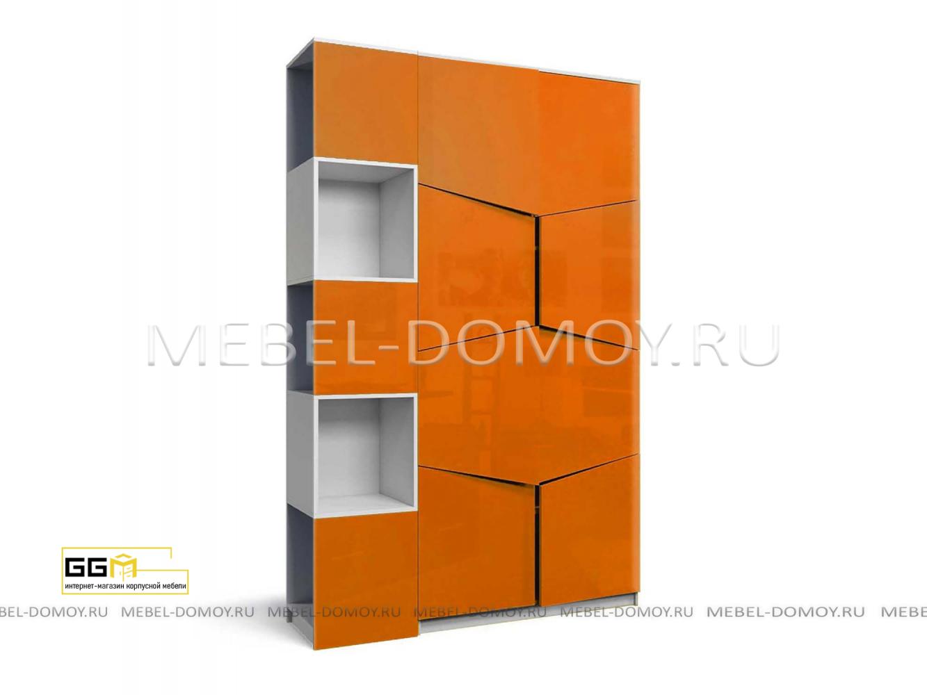 Шкаф распашной с пеналом Джаз-1 МДФ Оранжевый глянец